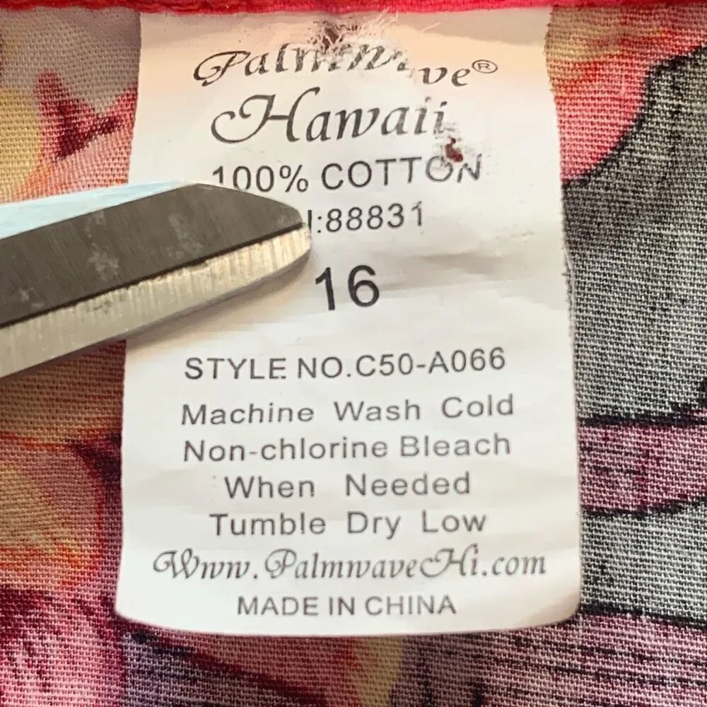 Vintage Palmwave‎ Hawaii Shirt Fuchsia Pink Sunset Surfer Tropical Floral Print